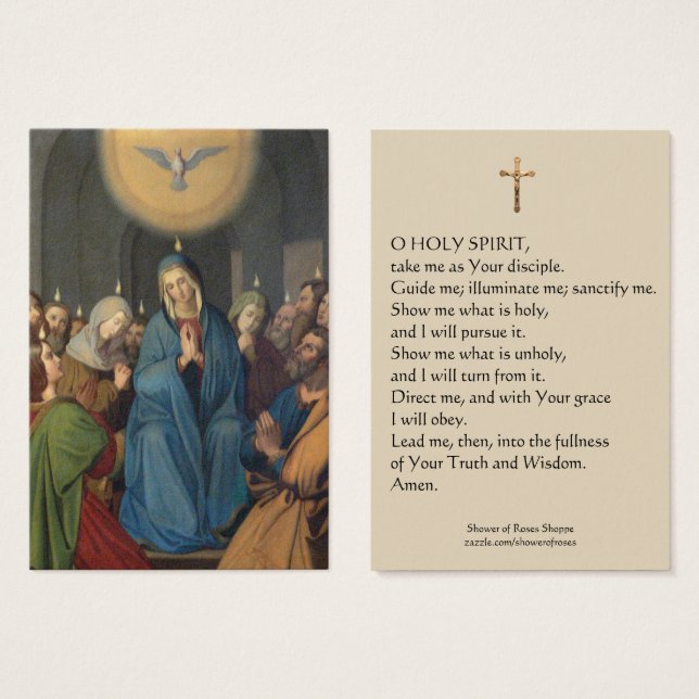 Pentecost Blessed Virgin Holy Spirit Holy Card (Front & Back)