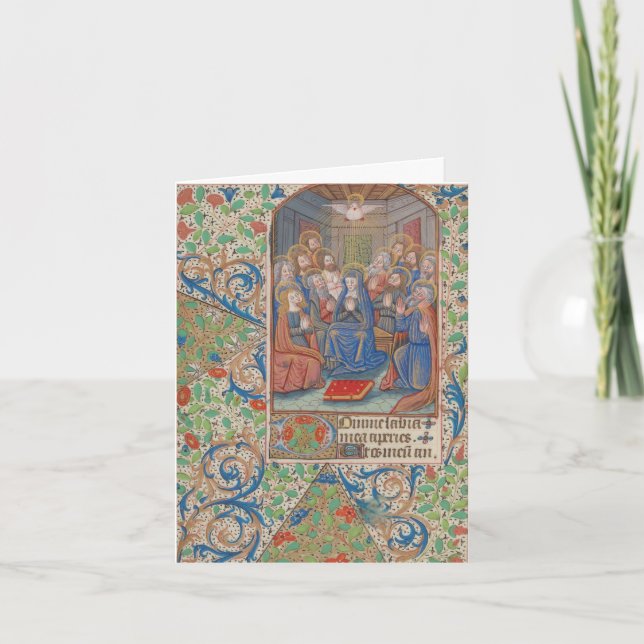 Pentecost Confirmation Mediaeval Manuscript Holiday Card (Front)