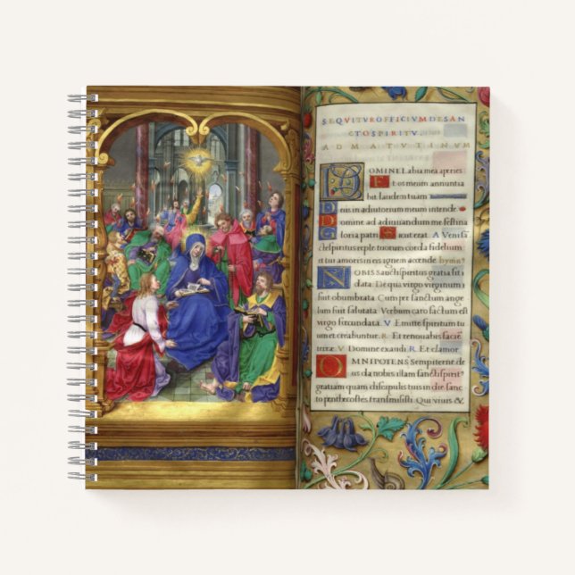 Pentecost Scene Mediaeval Renaissance Manuscript Notebook (Front)