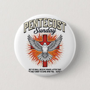 Pentecost Sunday Dove Cross Vintage Shirt 6 Cm Round Badge