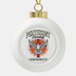 Pentecost Sunday Dove Cross Vintage Shirt Ceramic Ball Christmas Ornament