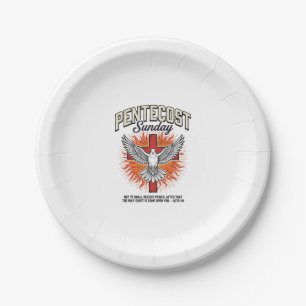 Pentecost Sunday Dove Cross Vintage Shirt Paper Plate