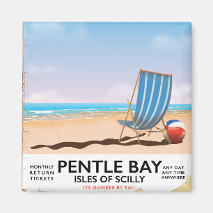 Pentle Bay Isles of Scilly travel poster Magnet