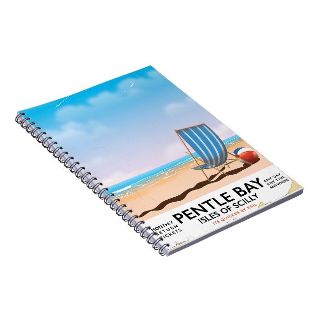 Pentle Bay Isles of Scilly travel poster Notebook (Right Side)