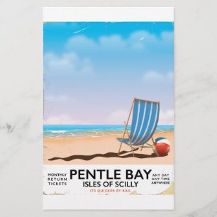 Pentle Bay Isles of Scilly travel poster Stationery