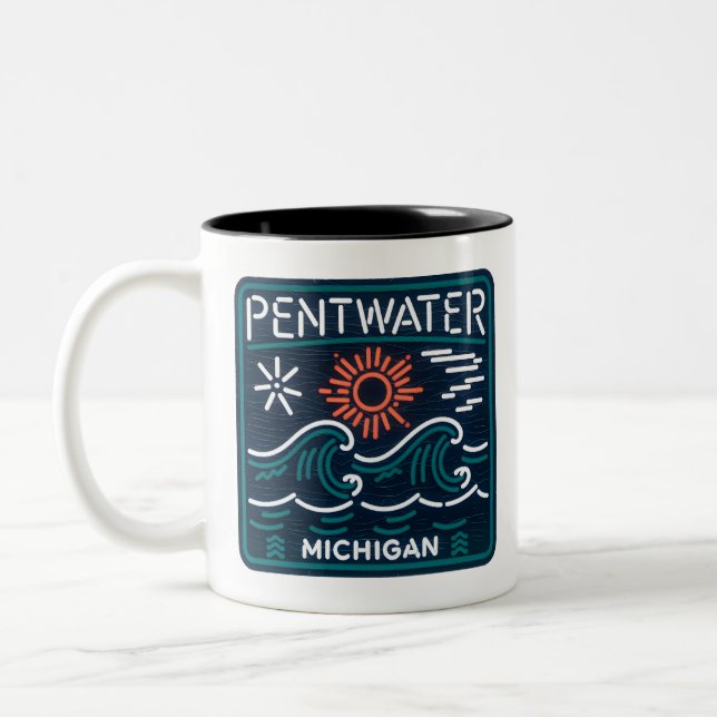 Pentwater Michigan Neon Sign Coffee Mug  (Left)