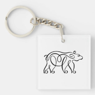 Penwork Calligraphic Bear Key Ring
