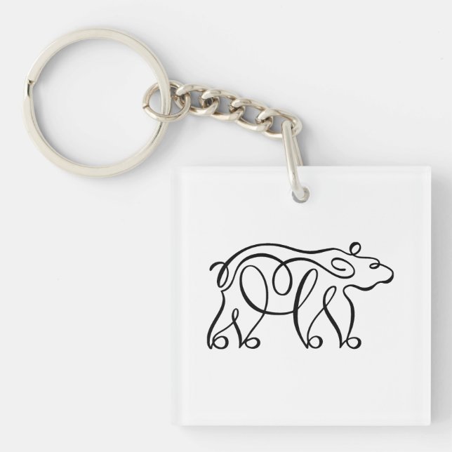 Penwork Calligraphic Bear Key Ring (Front)