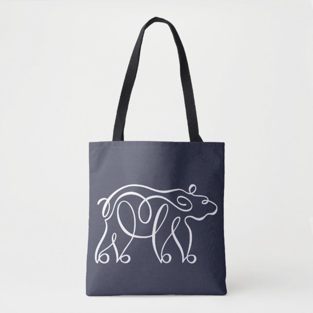 Penwork Calligraphic Bear Tote Bag (Front)
