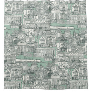 Penzance toile balsam duck egg shower curtain