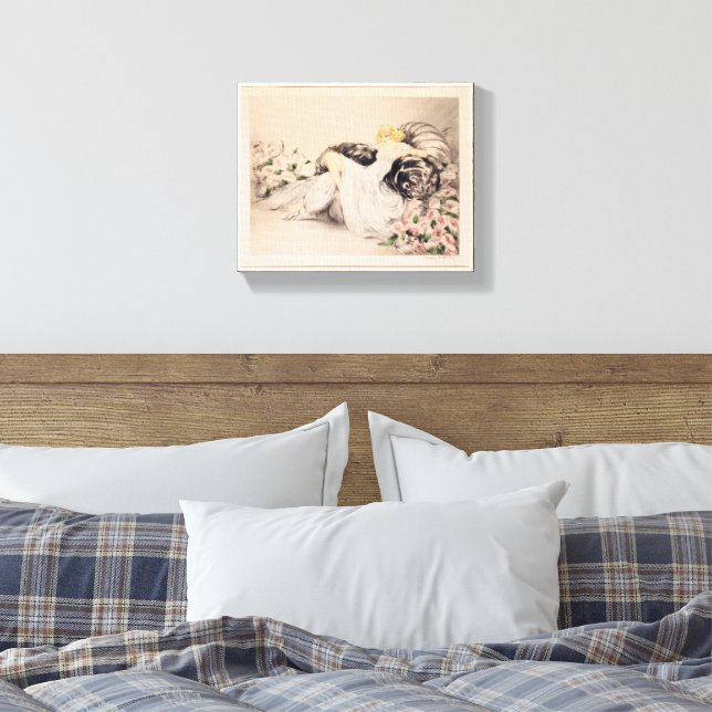 Peonies, 1935 by Louis Icart Canvas Print (Insitu(Bedroom))