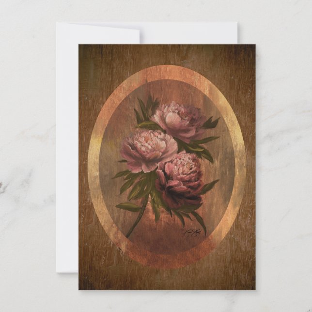 Peonies 4 x 5.6" invitation (Front)