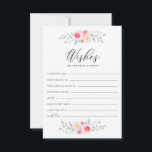 Peonies and Anemones Wishes for Bride and Groom Advice Card<br><div class="desc">Watercolor Peonies and Anemones Wishes for Bride and Groom Card. Feminine well wishes card watercolour illustrations of pink,  purple and ivory peonies,  anemones with eucalyptus and other foliage accents. Share your hopes and wishes for the newlyweds.</div>
