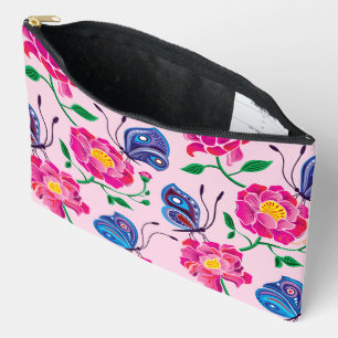 Peonies and Butterflies Pattern Accessory Pouch
