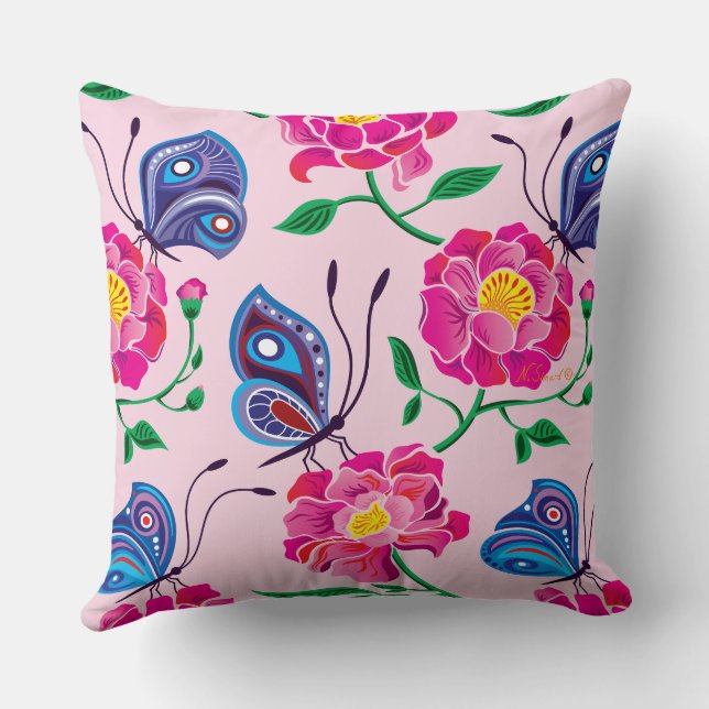 Peonies and Butterflies Pattern Cushion (Back)