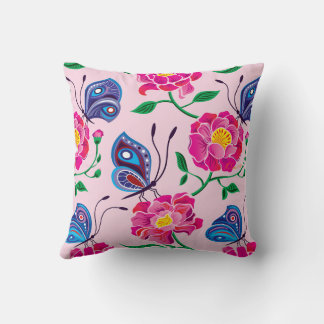 Peonies and Butterflies Pattern Cushion