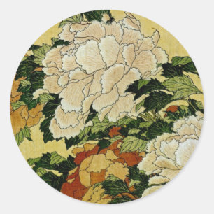 Peonies and Butterfly Classic Round Sticker