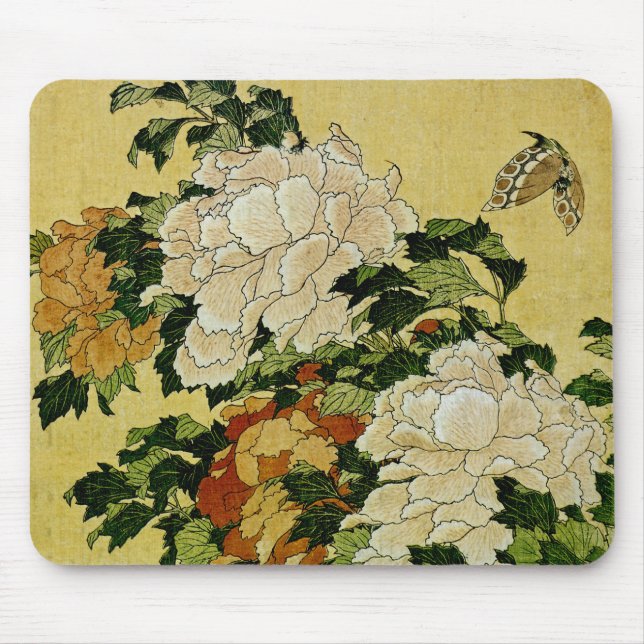 Peonies and Butterfly Mouse Pad (Front)