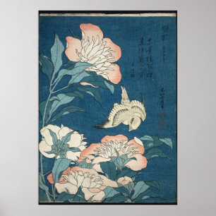 Peonies and Canary by Katsushika Hokusai 1834 Poster