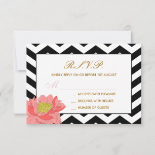 Peonies and Chevrons RSVP Card