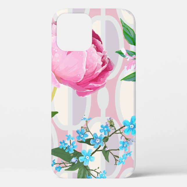 Peonies and forget-me-nots. Seamless backgroundart Case-Mate iPhone Case (Back)
