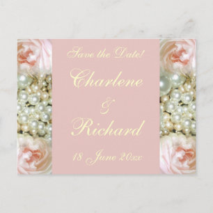 Peonies and Pearls Announcement Postcard