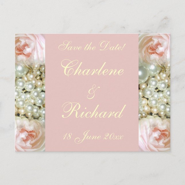 Peonies and Pearls Announcement Postcard (Front)