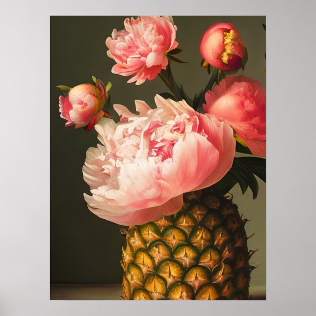 Peonies and Pineapple Poster (Front)