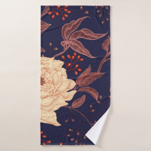 Peonies and roses. Floral vintage seamless pattern Bath Towel