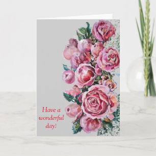Peonies and roses greeting card