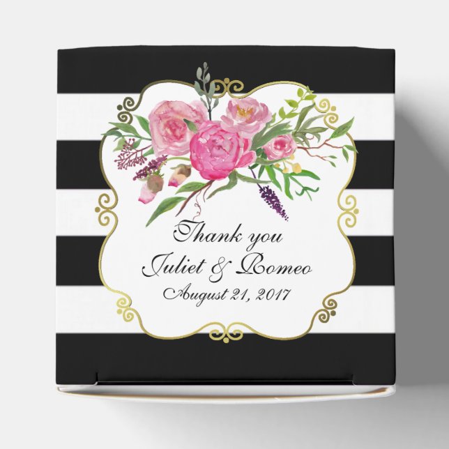Peonies and Stripes Wedding Favour Gift Box (Top)