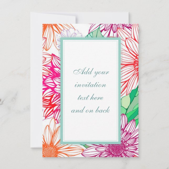 Peonies and Wildflowers Invitation (Front)