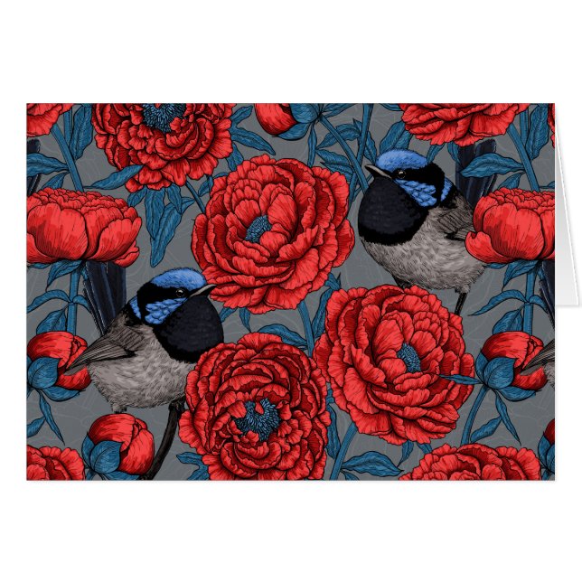 Peonies and wrens (Front Horizontal)