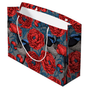 Peonies and wrens large gift bag