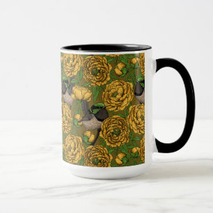 Peonies and wrens mug