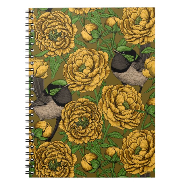 Peonies and wrens notebook (Front)