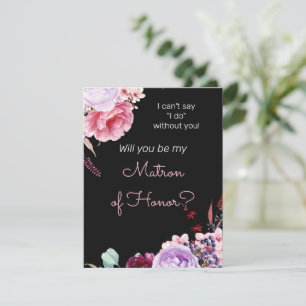 Peonies Be My Matron of Honour Proposal Card