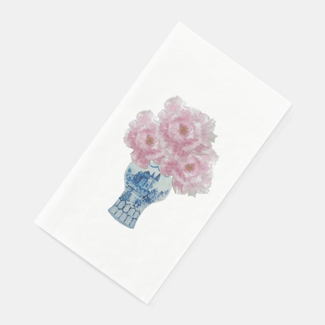 Peonies Blue and White Ginger Jar Napkin (Corner)