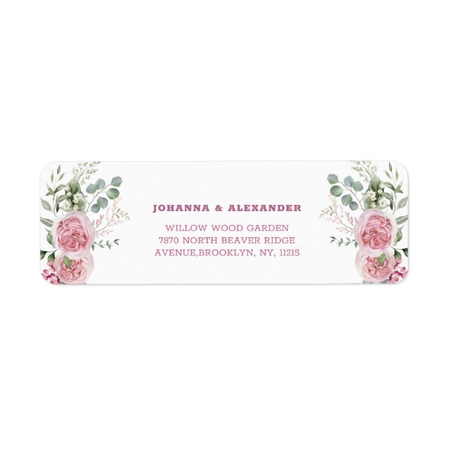 Peonies Bouquet Wedding Return Address Label (Front)