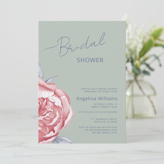 Peonies Bridal Shower Invitation  (Standing Front)