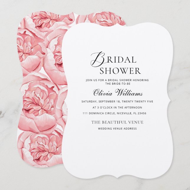 Peonies Bridal Shower Invitation  (Front/Back)