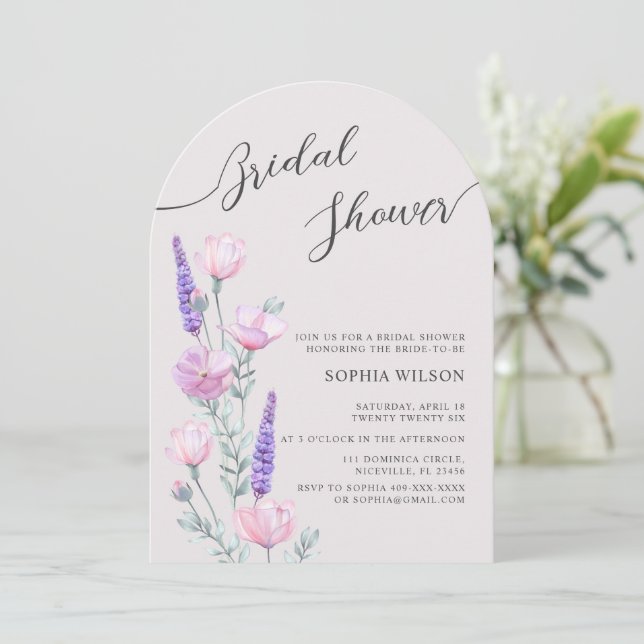Peonies Bridal Shower Invitation (Standing Front)