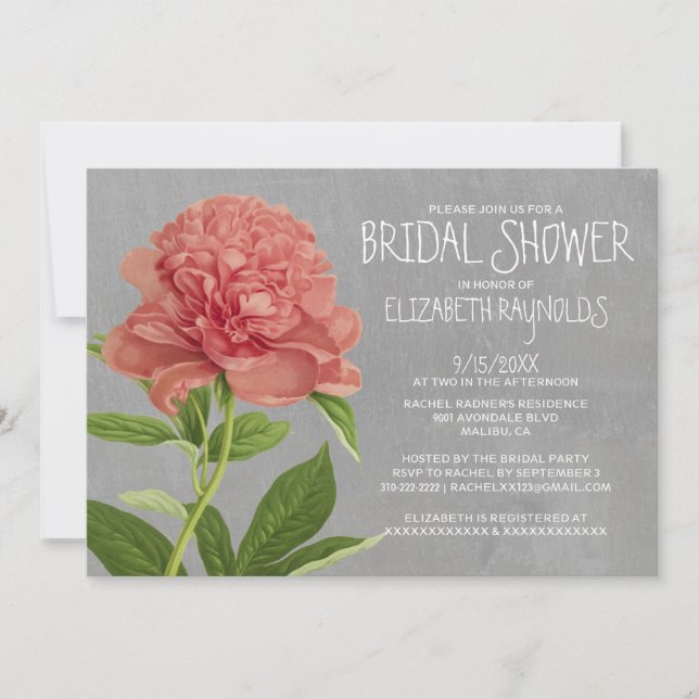 Peonies Bridal Shower Invitations (Front)