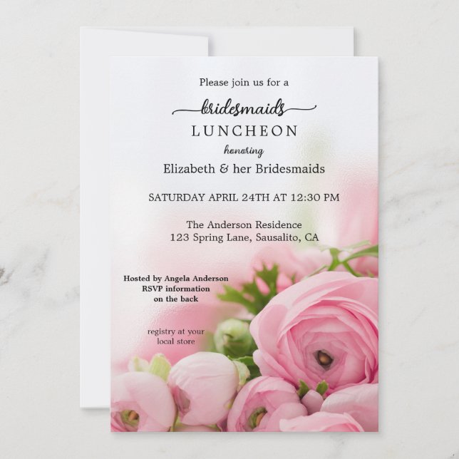 Peonies Bridesmaid Luncheon Invitation (Front)