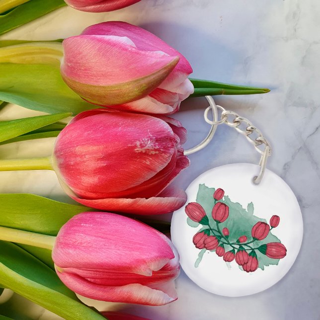 Peonies buds. Watercolor. Flower composition. Key Ring (Creator Uploaded)