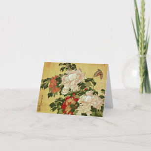 Peonies & Butterflies Hokusai Japanese Fine Art Card