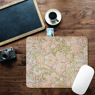 Peonies by Alphonse Mucha Mouse Pad