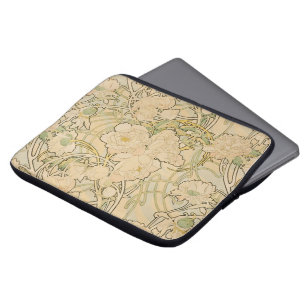 Peonies by Alphonse Mucha, Vintage Art Nouveau Laptop Sleeve