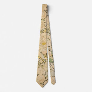 Peonies by Alphonse Mucha, Vintage Art Nouveau Tie