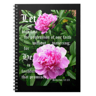 Peonies by Pearl with Hebrews 10:23 Notebook